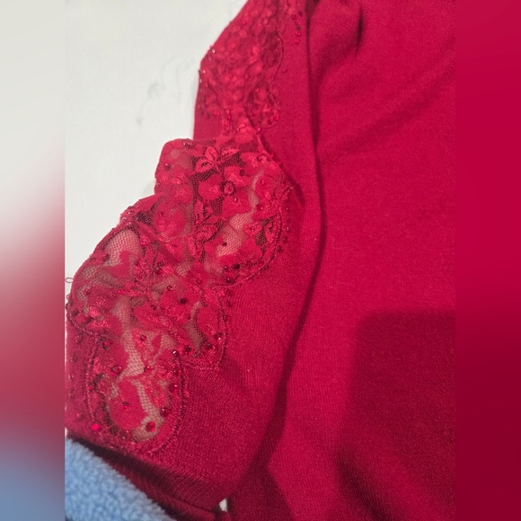 Red Sweater with Sequin Details Size L. - Picture 3 of 15